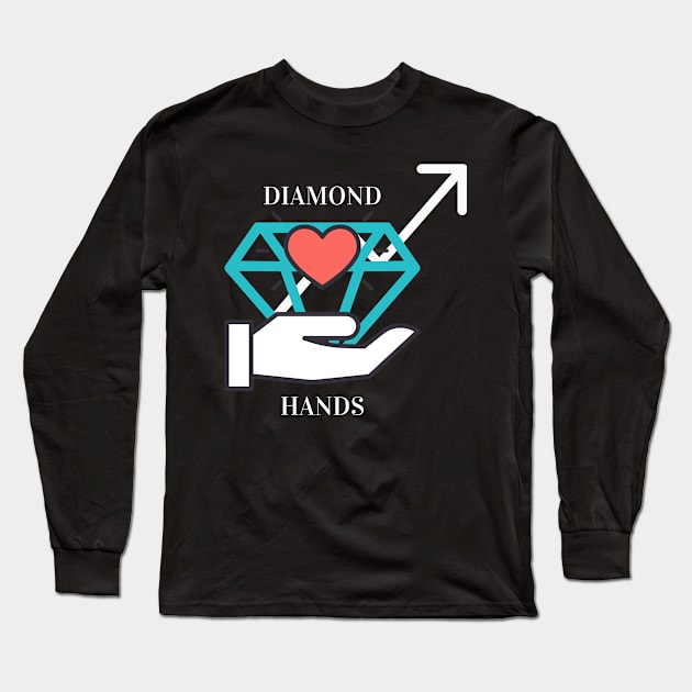 Diamond hands stock market bullish Long Sleeve T-Shirt by Fabled Rags 